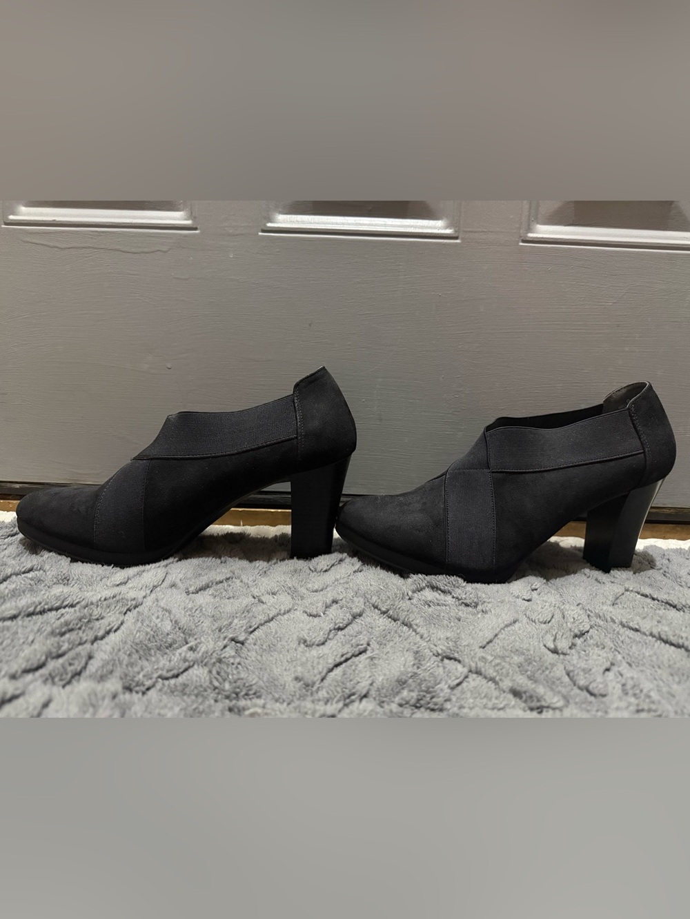 Andrew Geller Black Suede Slip-On Heels (9) - Picture 2 of 10